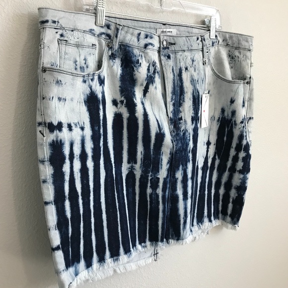 NWT GOOD AMERICAN Shibori Mini Denim Jean Skirt 20 - Picture 6 of 11